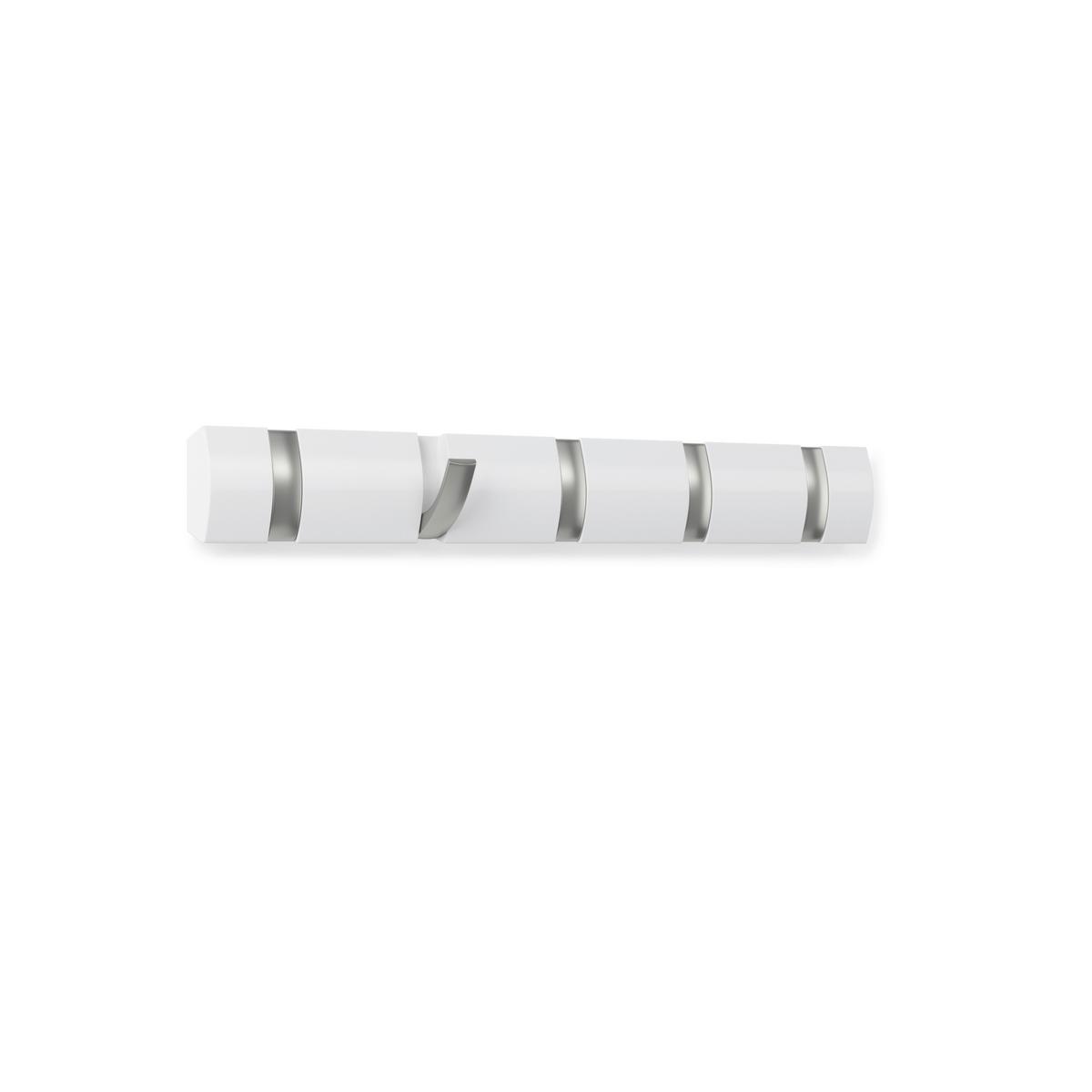 LIŠTA S HÁČIKMI FLIP 5 -SB- - biela, Modern, drevo/plast (51/6/3cm) - Mömax