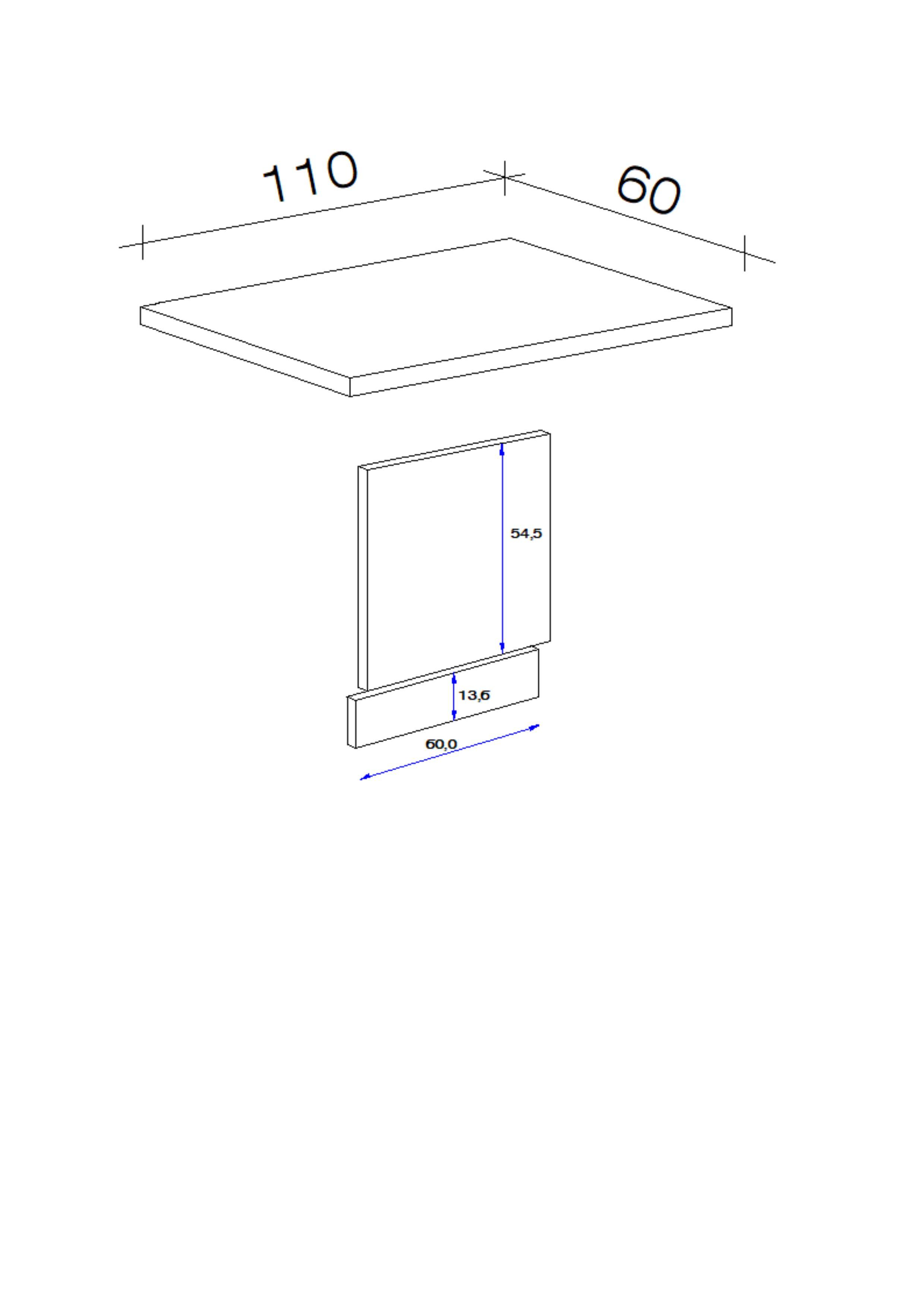 Predné čelo na umývačku riadu Neo biela + prac. doska - biela, Modern, kompozitné drevo (110/60cm) - FlexWell