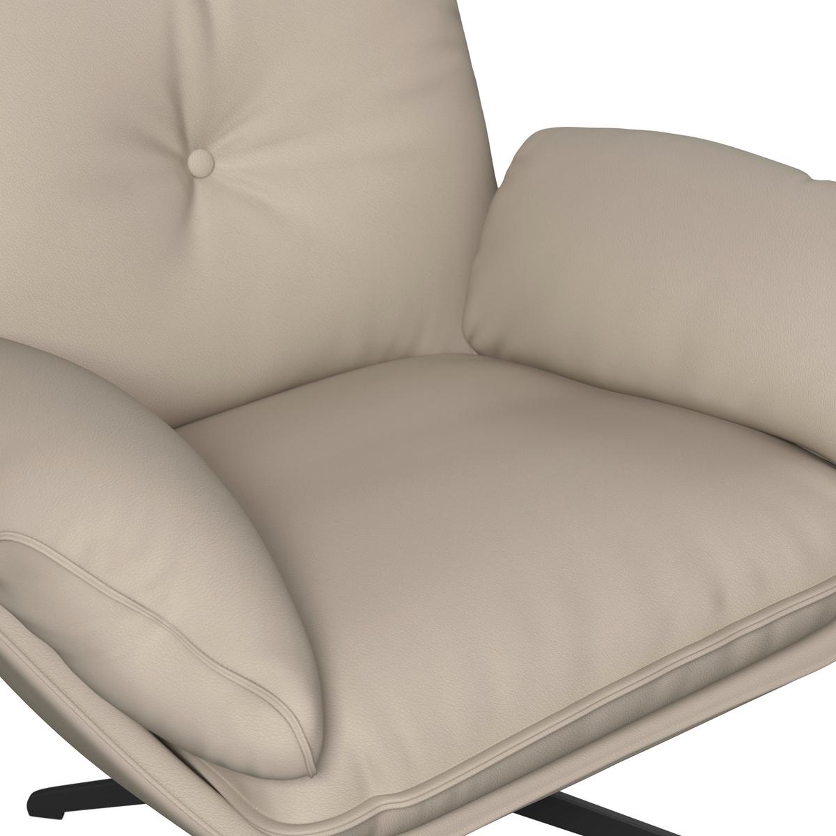 Relaxační křeslo ANDREA, béžová, s taburetem - černá/béžová, Moderní, kov/dřevo (82/105/80cm) - Bessagi Home