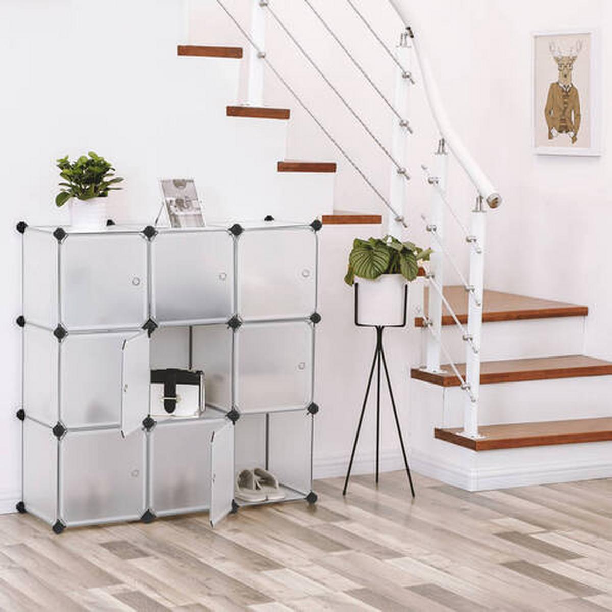 Regalkombination B: 93 cm, Weiß - Schwarz/Weiß, Basics, Kunststoff/Metall (93/123/31cm) - Boxxx