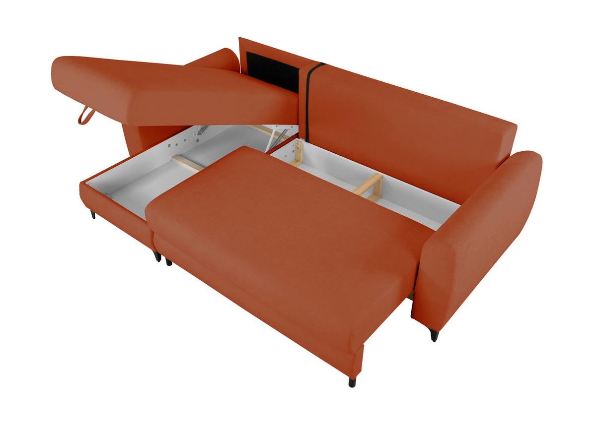 Ecksofa Moli, Rostfarben S: 236x148 cm - Rostfarben/Schwarz, Design, Textil (236/148cm) - MID.YOU