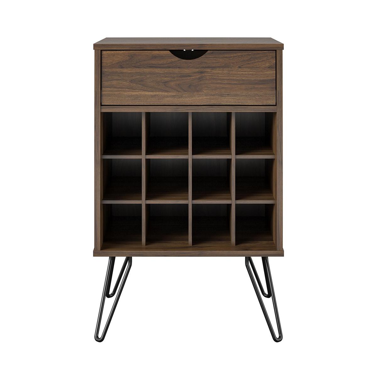 Weinregal Concord Walnussfarben H: 80 cm - Walnussfarben/Schwarz, Design, Holzwerkstoff/Metall (51/80/45cm) - MID.YOU