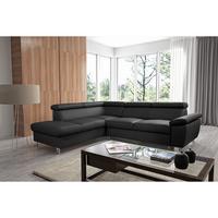 Ecksofa Lugano Teilleder Schwarz 208x248 - Chromfarben/Schwarz, Design, Leder/Textil (208/248cm) - Livetastic