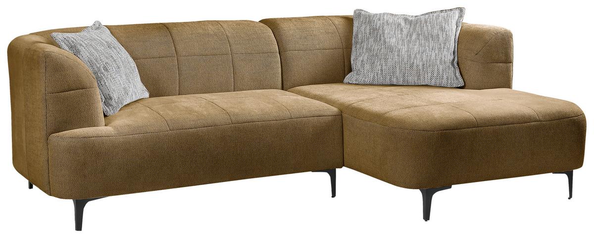 Ecksofa Lou Goldfarben/schwarz, 247 Cm - Goldfarben/Schwarz, Design, Textil (247/158cm) - MID.YOU