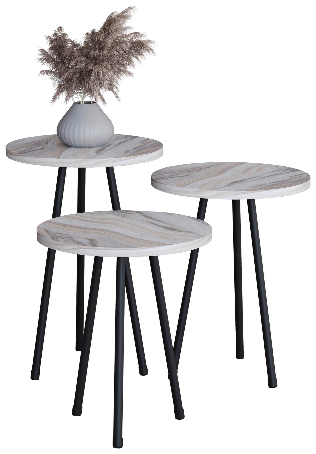 Beistelltischset Mirola Weiß D: 35 Cm - Schwarz/Weiß, Design, Holzwerkstoff (35/51,8/35cm) - MID.YOU