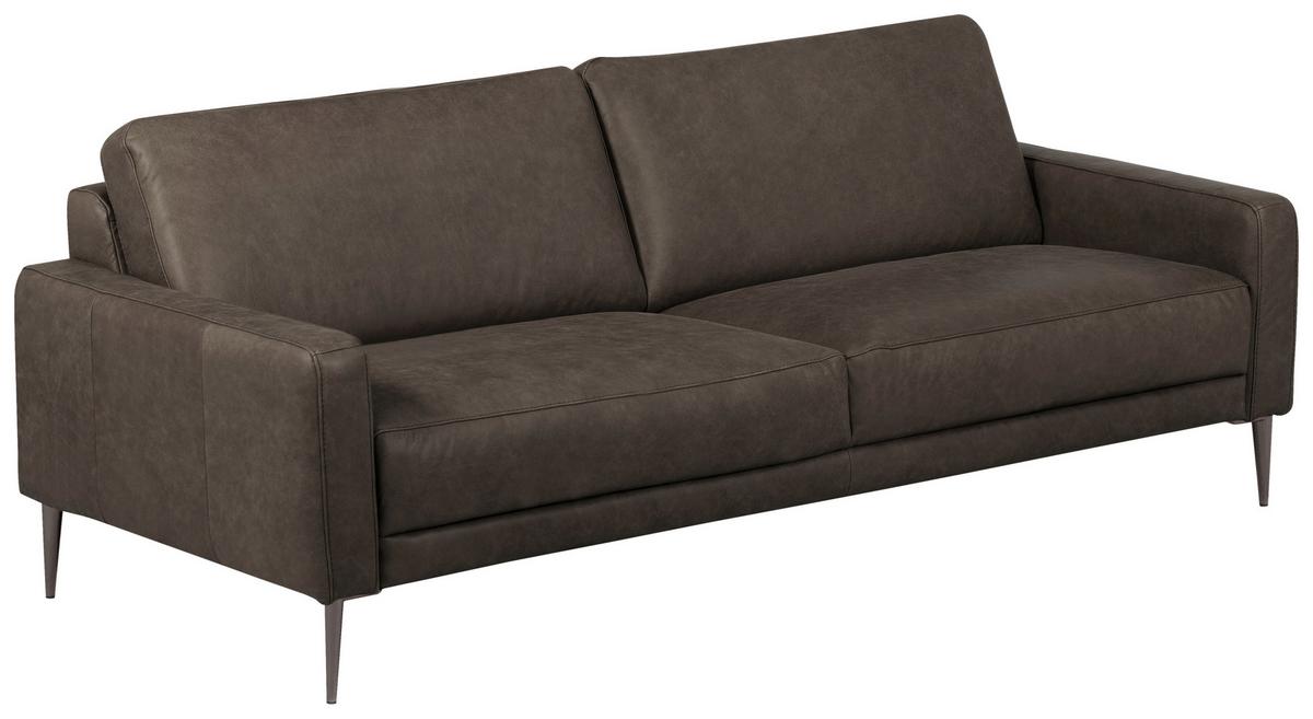 3-Sitzer-Sofa Spring, Fango B: - Fango/Schwarzchrom, Design, Leder (187/85/92cm) - Livetastic