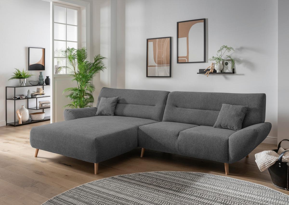 Ecksofa Drago Anthrazit S: 166/290 Cm - Wildeiche/Anthrazit, MODERN, Holz/Textil (166/290cm) - MID.YOU