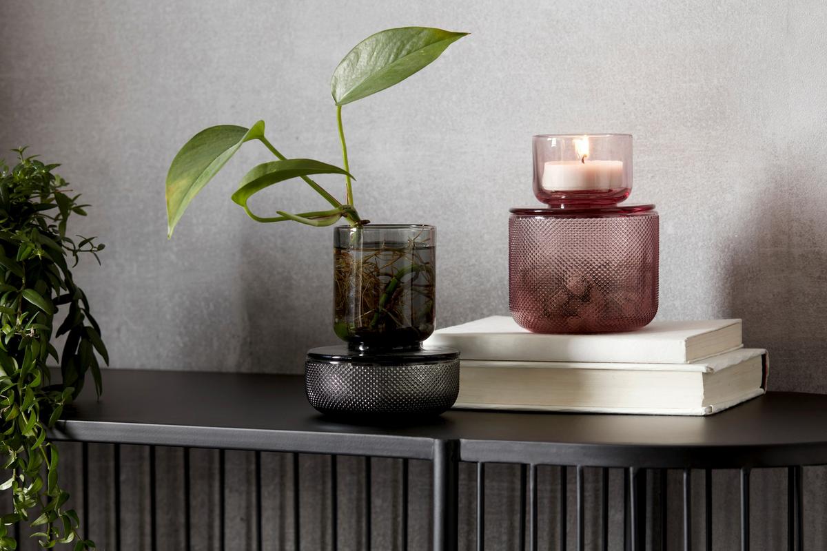Dekorační dóza Smoked - šedá, sklo (10/13cm) - Modern Living