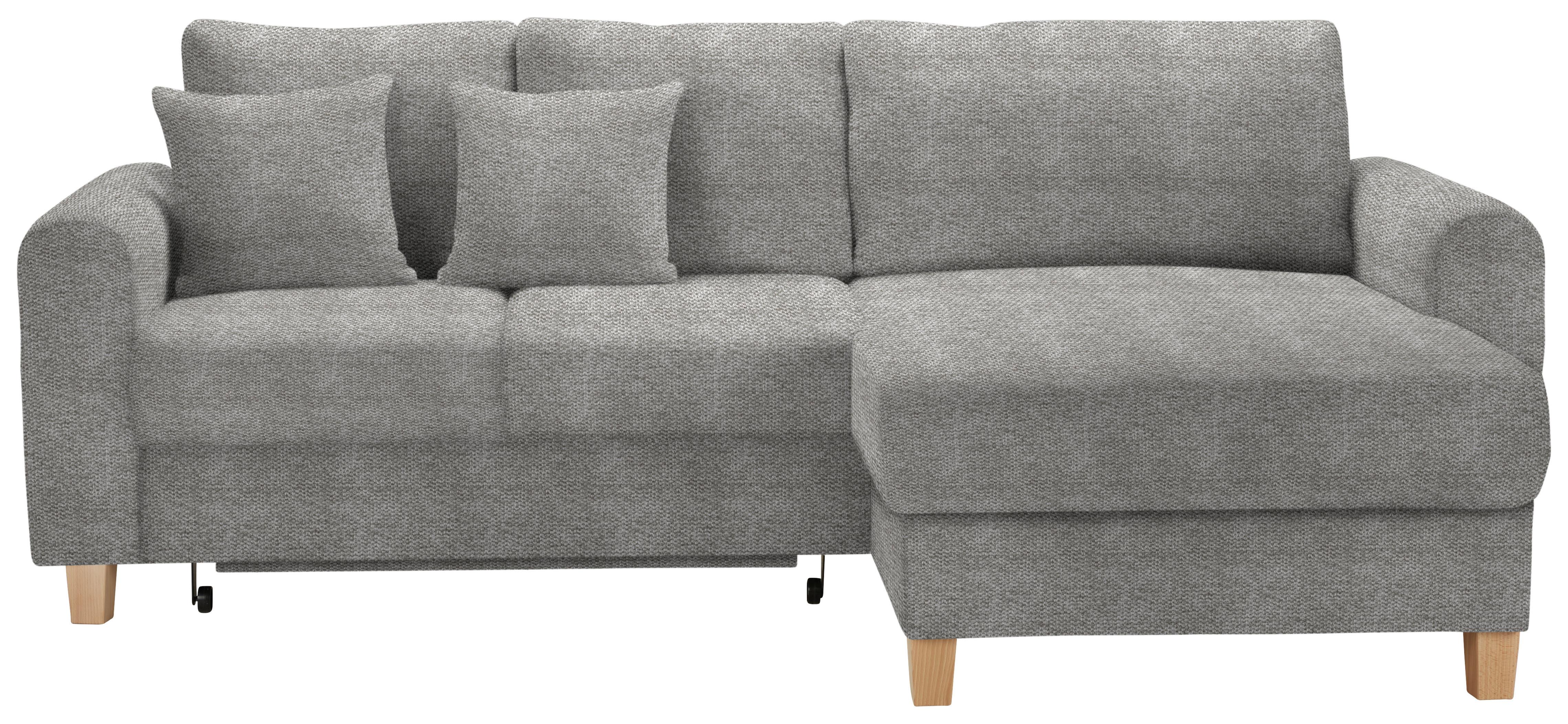 Rohová sedačka LILLE, oboustranná, světle šedý velur - světle šedá/světle hnědá, Moderní, dřevo/textil (232/110/156cm) - Mömax