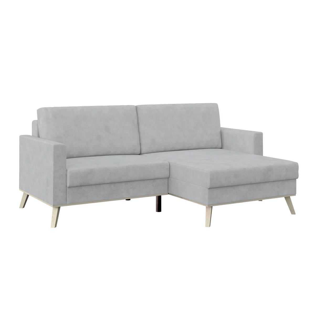 Ecksofa Mit Schlaffunktion & Bettkasten Carini Silberfarben - Eichefarben/Silberfarben, Basics, Textil (222/152cm)