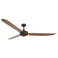 Deckenventilator Carolina 3-Flügel, Geräuscharm - Dunkelbraun/Bronzefarben, Basics, Kunststoff/Metall (178/35cm) - P & B