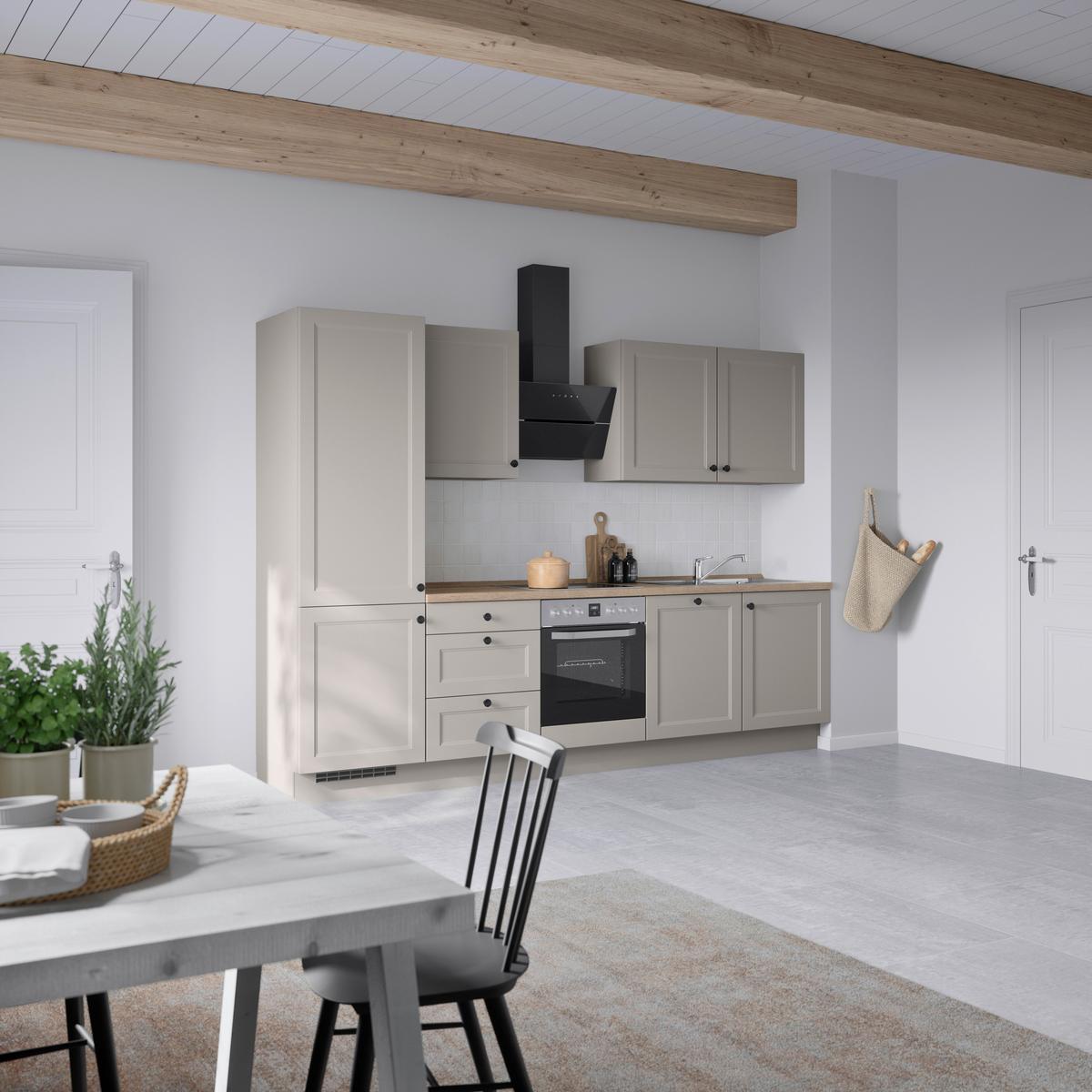 Kuchyňská linka 300 cm, kamenná sivá supermatná - šedá/černá, Moderní, kov/kompozitní dřevo (300cm) - Nobilia