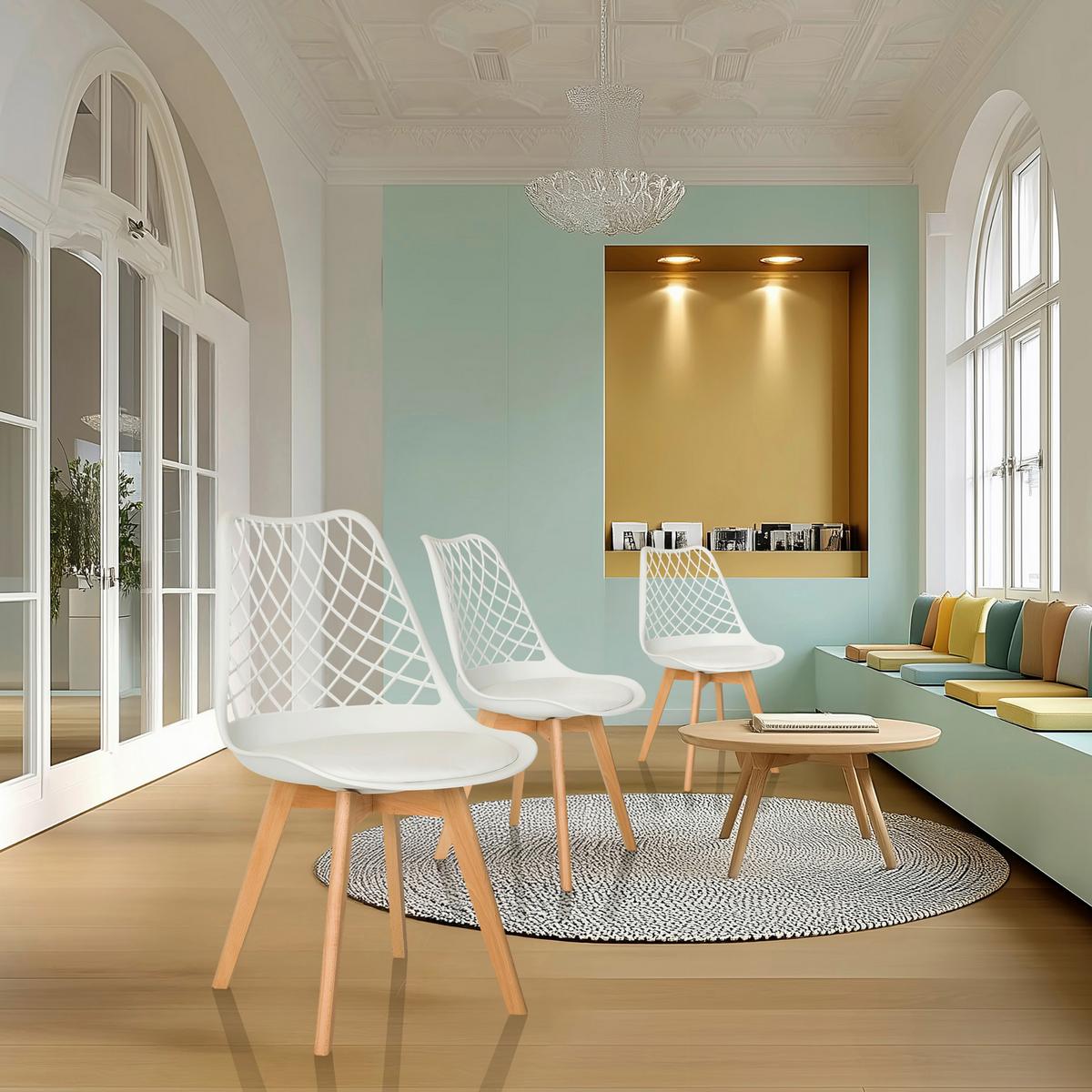 Armlehnstuhl Scandi Hol Weiß B: 49 Cm - Buchefarben/Weiß, MODERN, Holz/Kunststoff (49/81/53cm) - MID.YOU