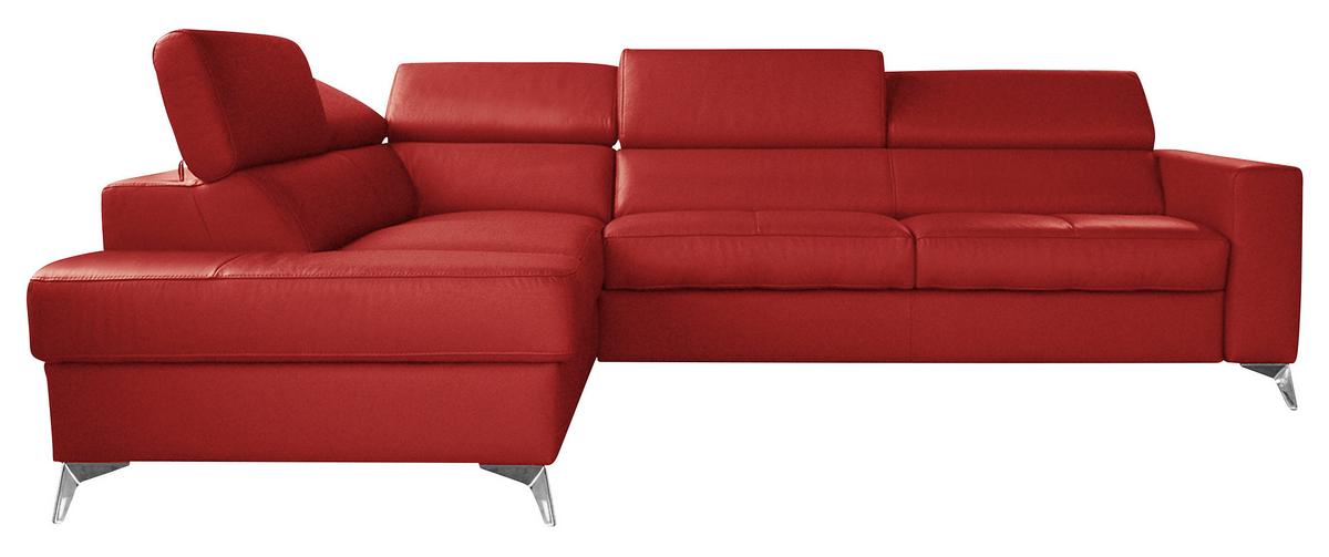 Ecksofa Mondo, Rot S: 208x286 Cm - Chromfarben/Rot, Design, Leder/Textil (208/286cm) - Livetastic