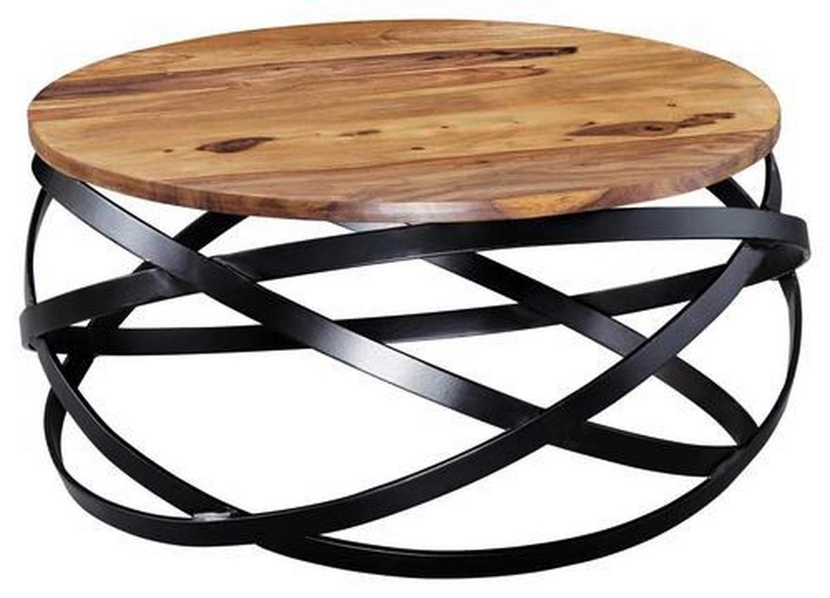 Dizajnový konferenčný stolík Manur, masív - čierna/farba indického palisandra, Design, kov/drevo (60/60/30cm) - MID.YOU