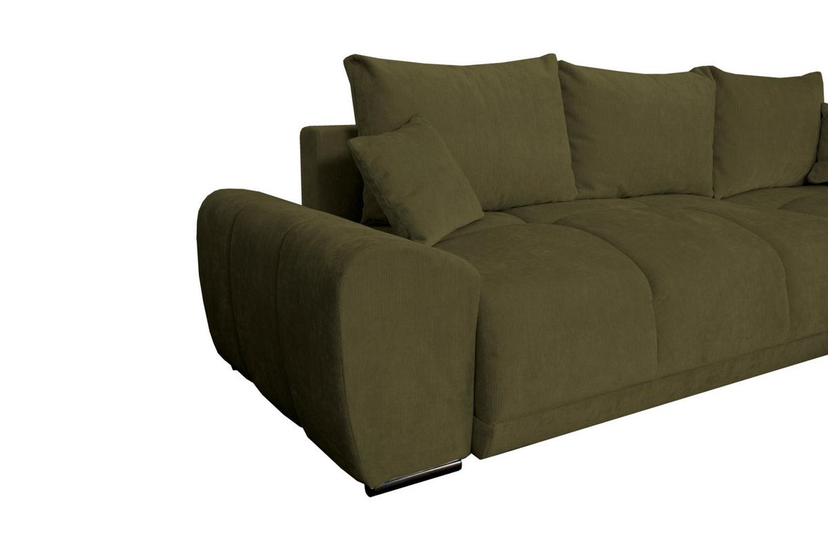 Rohová sedačka BONN, oboustranná, olivová žinylka - černá/olivově zelená, Moderní, textil/plast (296/182cm)