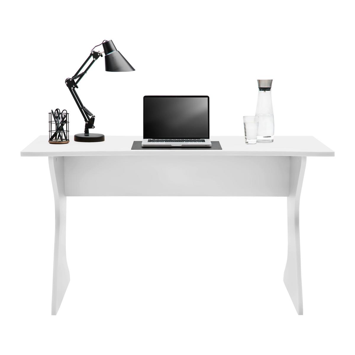 Písací stôl UTAPAU - biela, Modern, kompozitné drevo (140/76,2/65cm) - Mömax