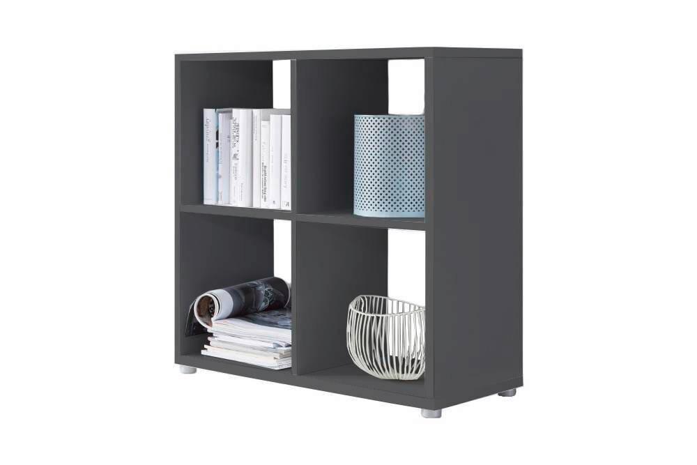 AKTENREGAL Nizza Anthrazit B: 72cm - Anthrazit/Silberfarben, MODERN, Holzwerkstoff (72/74/33cm) - MID.YOU