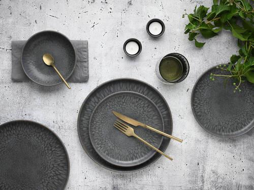 Jídelní suprava UNO VOLCANO, 12-dílná - antracitová, Trend, keramika - Creatable