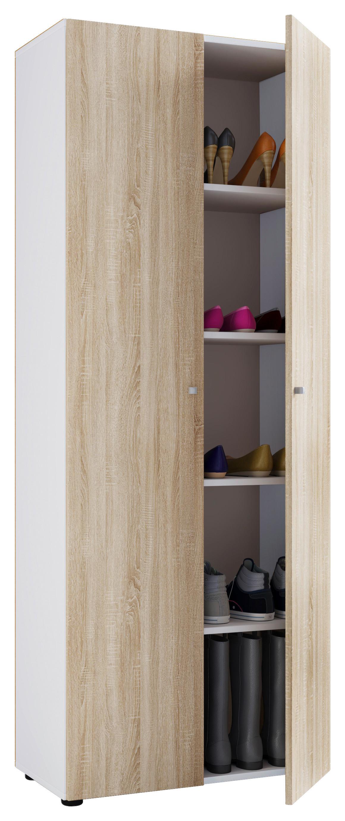 Schuhschrank Vandol Weiß, Eiche Dekor B: 71 cm - Schwarz/Weiß, Design, Holzwerkstoff (71/180/39cm) - MID.YOU