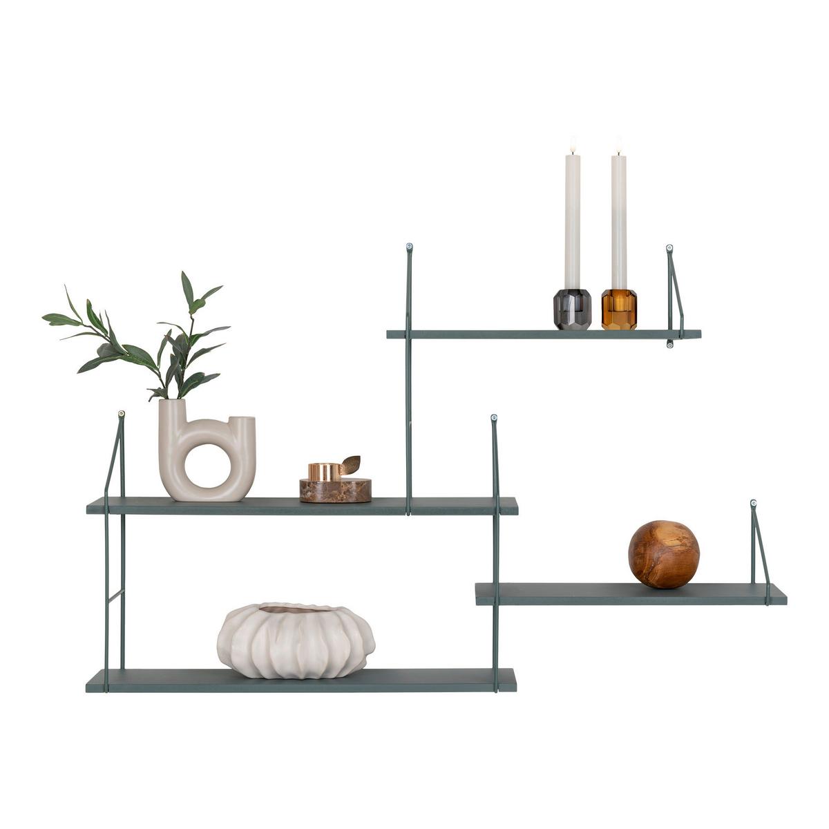Dekowandregal Harlem Grün B: 99 cm - Grün, Basics, Holz/Metall (99/62/17,5cm)