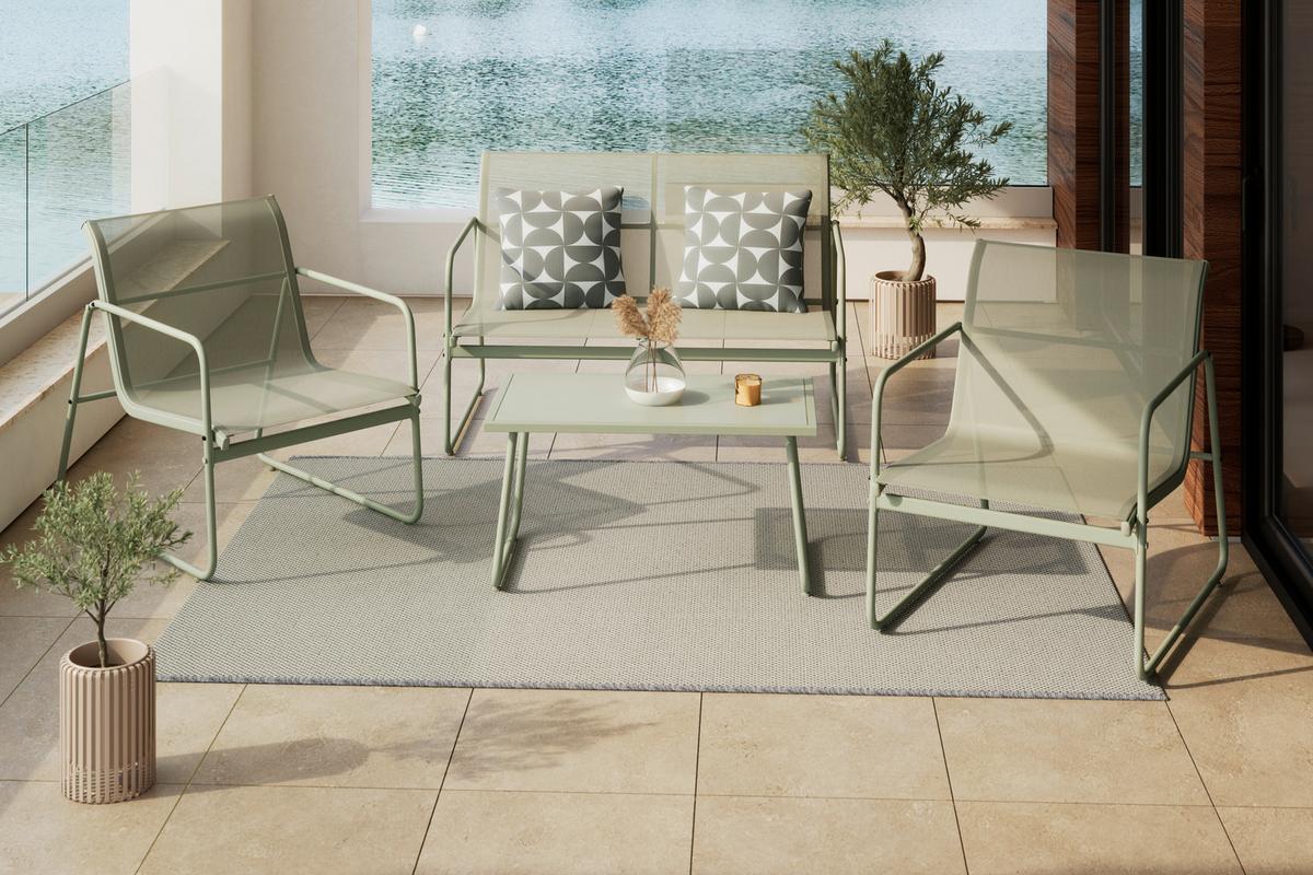 SÚPRAVA ZÁHRADNÉHO NÁBYTKU ALIN 2 - šalviovozelená, Basics, kov/textil - Mömax