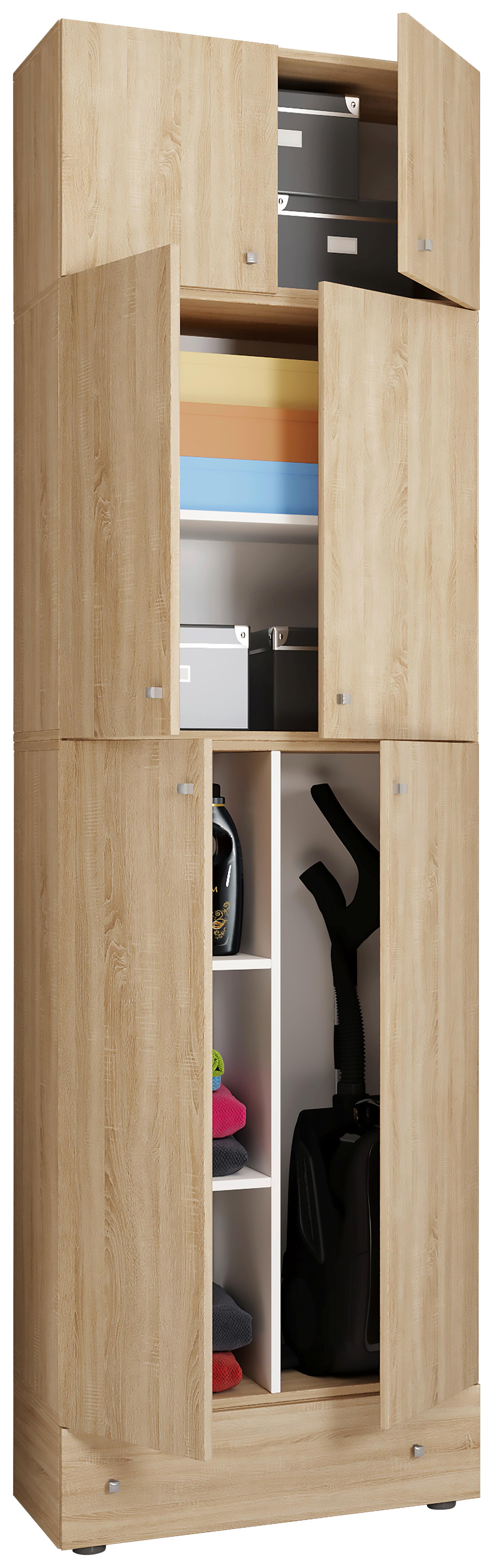 Mehrzweckschrank Lona XXL Eiche Dekor BxH: 70/240 cm - Schwarz/Sonoma Eiche, MODERN, Holzwerkstoff (70/240/39cm) - MID.YOU