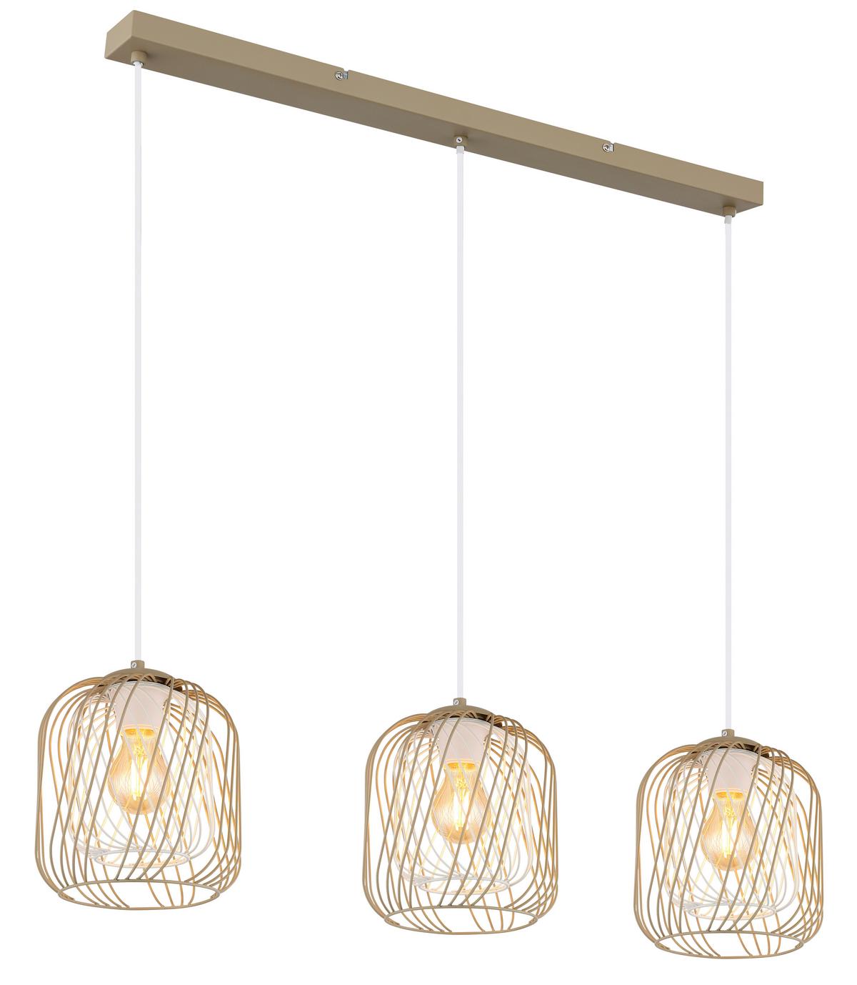 Hängeleuchte Dichti Creme Weiß Sandfarben L: 84 cm - Sandfarben/Creme, Basics, Kunststoff/Metall (84/18/150cm) - Globo