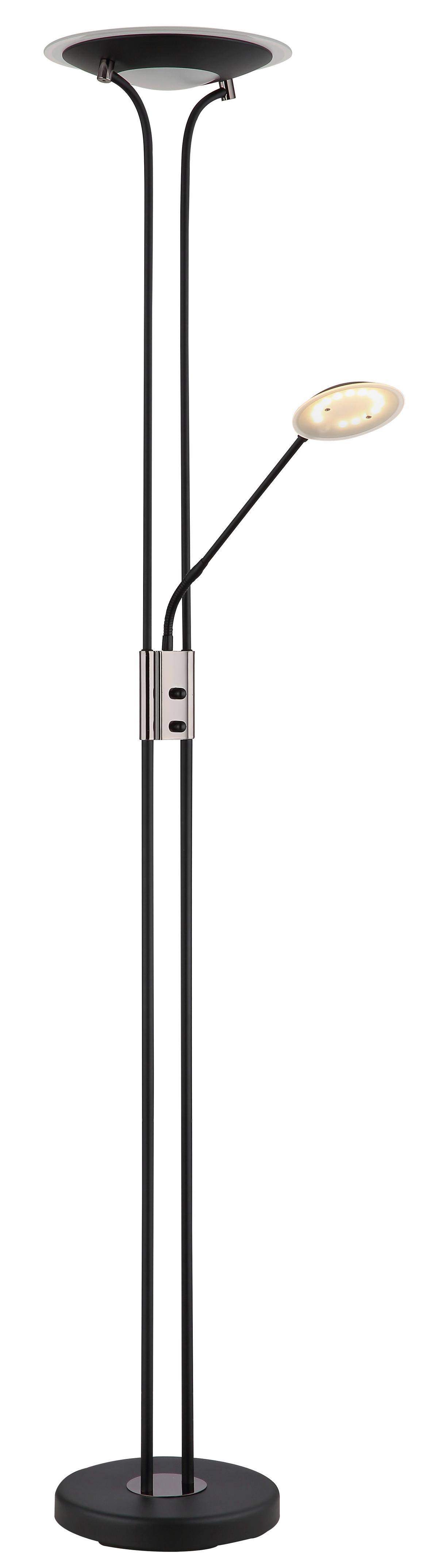 LED-Stehleuchte Tamika Schwarz Chromfarben D: 30 cm - Klar/Chromfarben, KONVENTIONELL, Glas/Kunststoff (30/180cm) - Globo