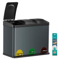 Abfallsammler Dunkelgrau B: 60,5cm - Dunkelgrau/Schwarz, Basics, Kunststoff/Metall (60,5/48,5/40,5cm)