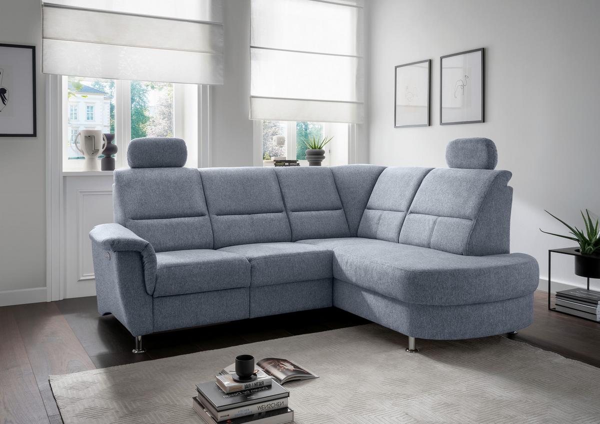 Ecksofa Mit Relaxfunktion Parole Hellblau Chenille - Chromfarben/Hellblau, KONVENTIONELL, Textil (231/184cm) - Livetastic
