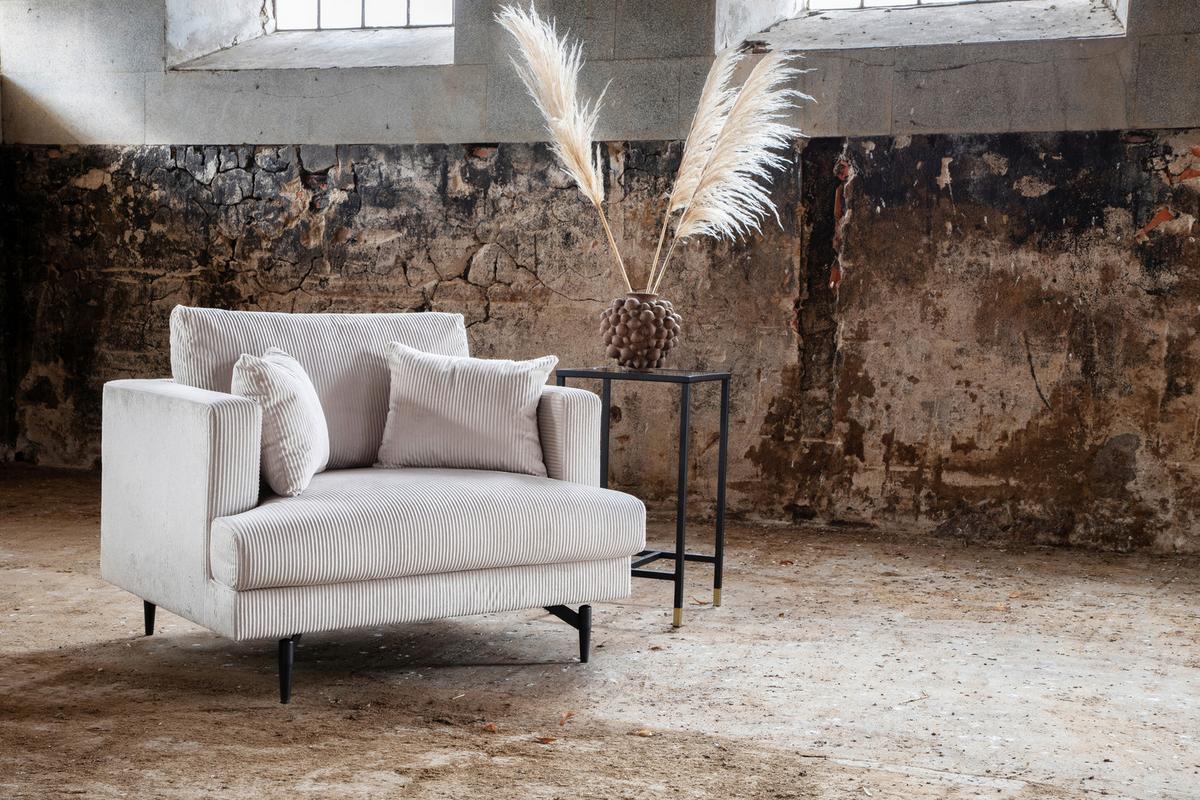 Sessel Sofia - Beige, Design, Textil/Metall (104/82/92cm) - Livetastic