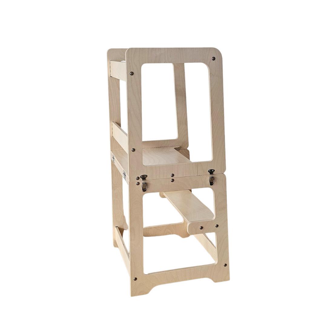 Lernturm 2 in 1 natur - Birkefarben, Basics, Holz (40/35/90cm) - CLIFF