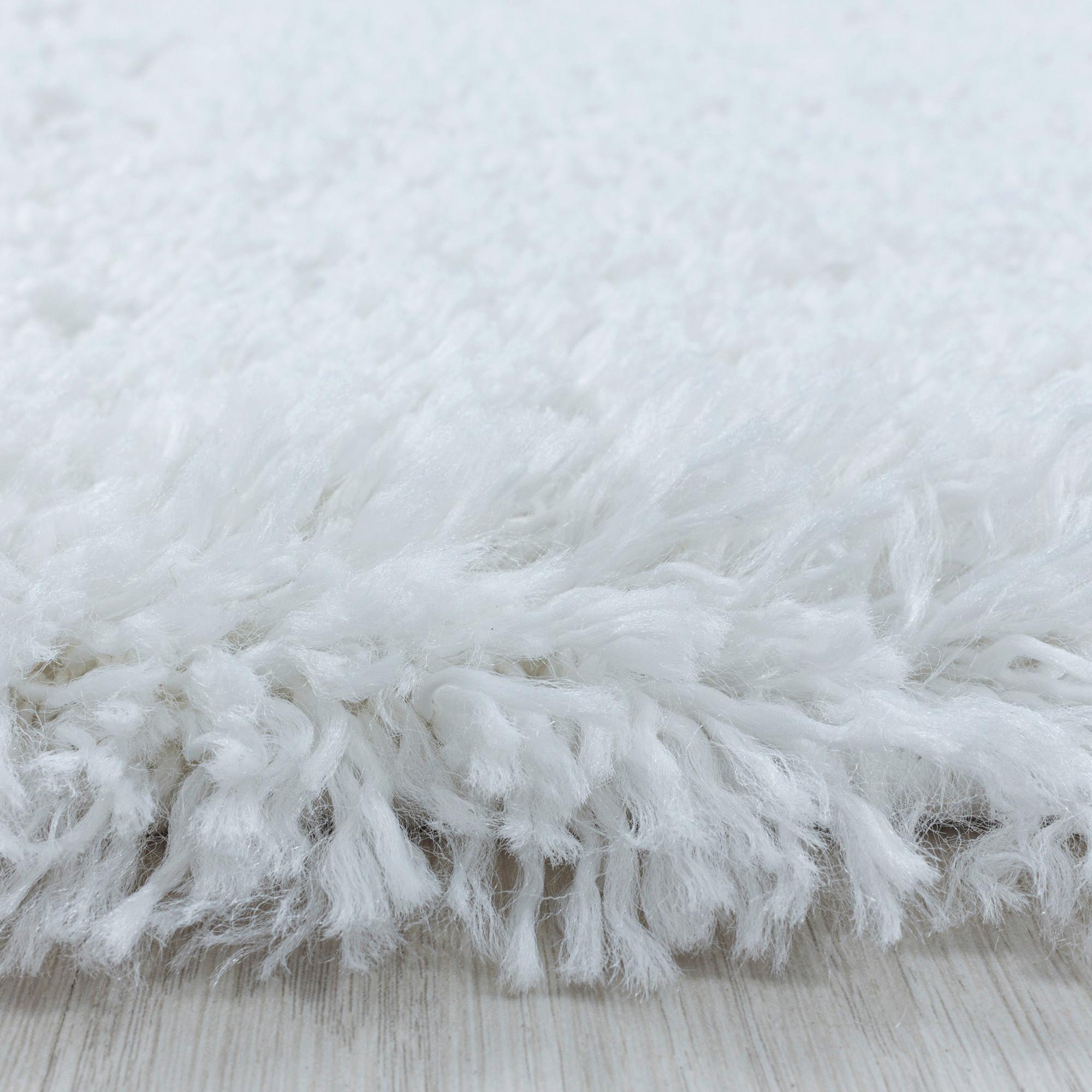 Hochflor Teppich Weiß Fluffy Rund Ø 120 cm - Weiß, Basics, Textil (120cm)