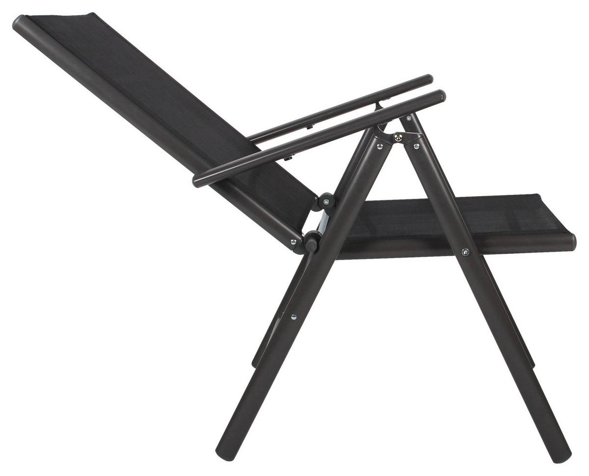 Gartensessel Klappbar Anthrazit - Anthrazit, Basics, Textil/Metall (56/105/65cm) - MID.YOU