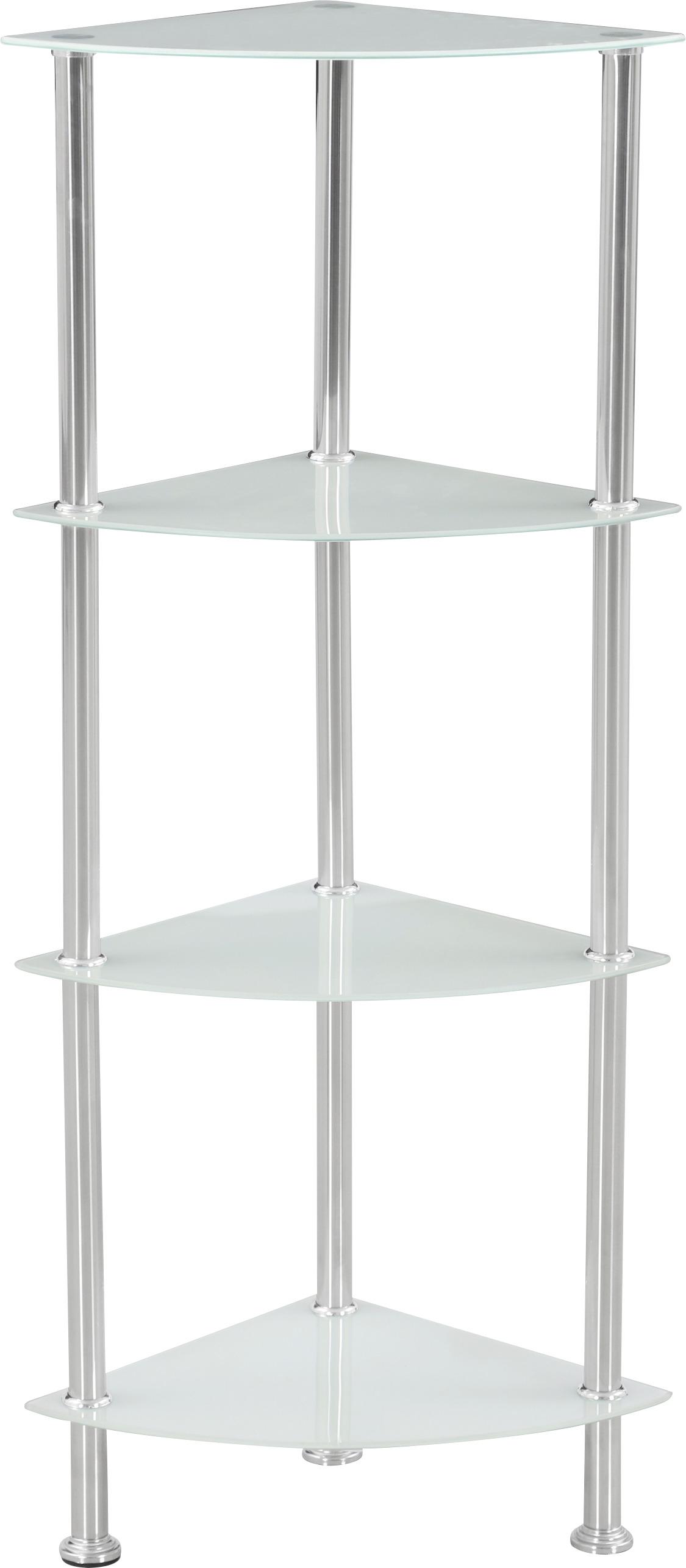 Eckregal Mit Glasfächern Glare B 30cm, Edelstahl/weiß - Edelstahlfarben/Weiß, MODERN, Glas/Metall (30/99/30cm) - Luca Bessoni