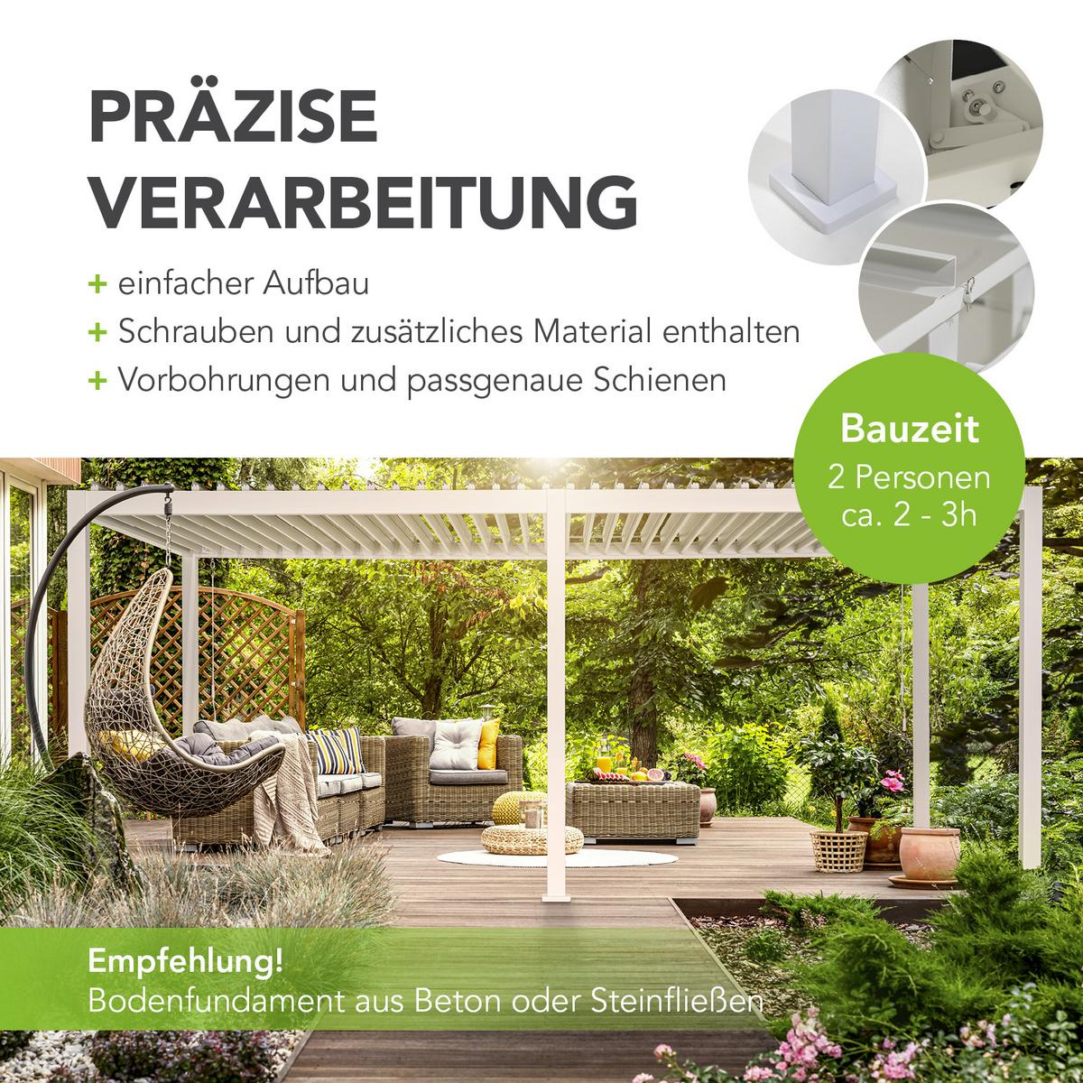 Pavillon Deluxe 600x300cm Wetterfest, Gartenpavillon - Weiß, Basics, Metall (600/255/300cm) - WEIDE