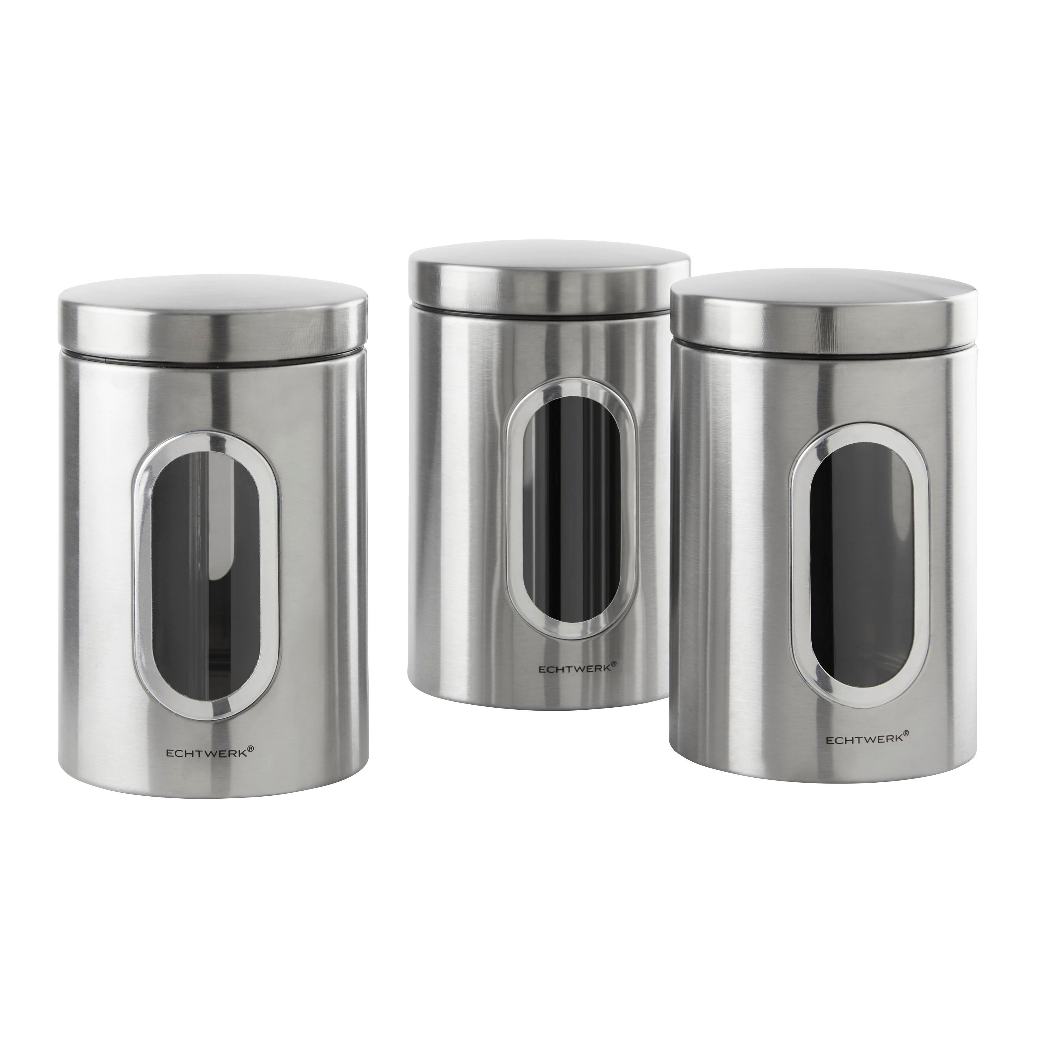 Vorratsdosen 3er-Set wasserdicht - Silberfarben, Trend, Metall (11/17,5cm) - Echtwerk