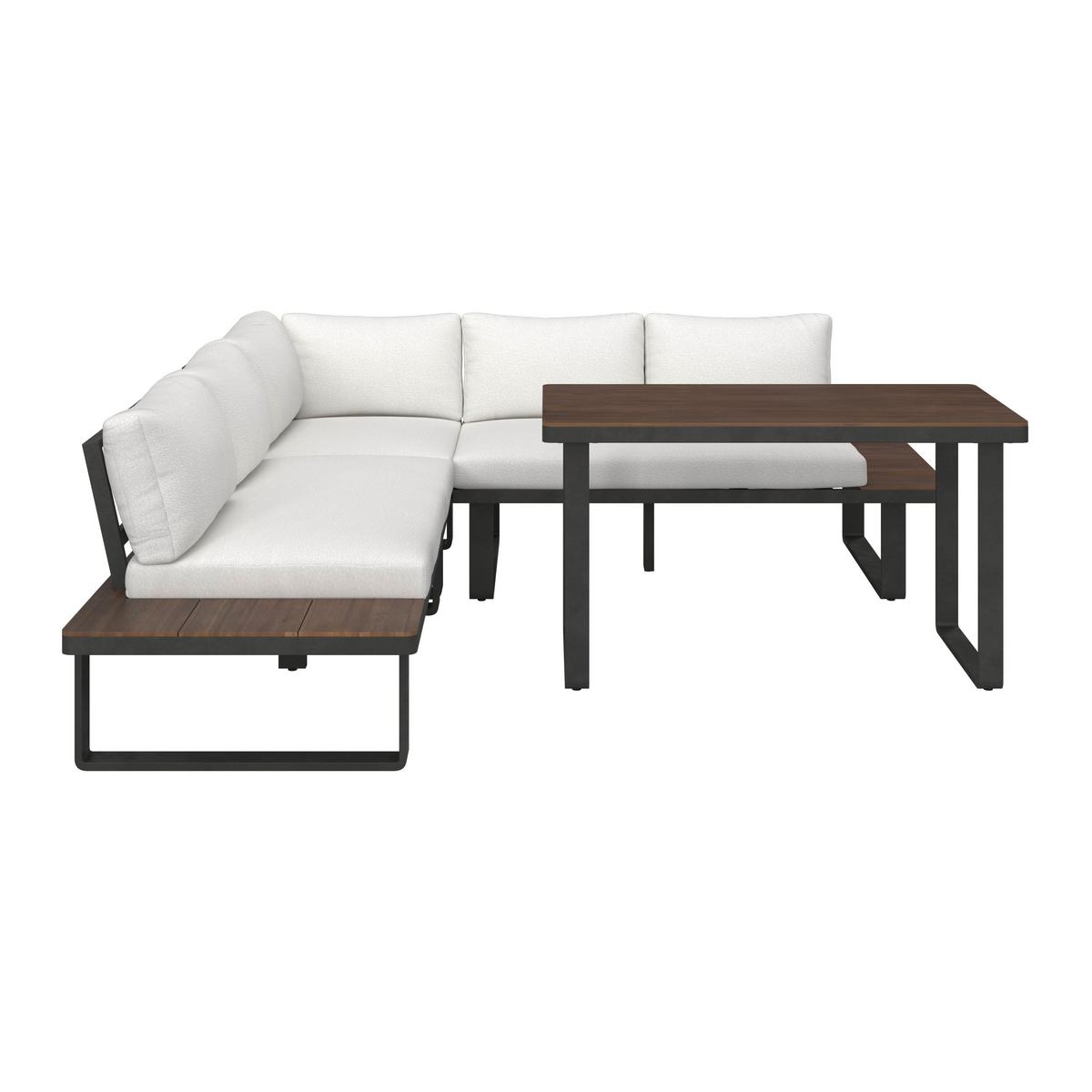 JEDÁLENSKÁ TERASOVÁ SÚPRAVA GIANNA - čierna/krémová, Modern, kov/drevo (221/71/76cm) - Bessagi Garden