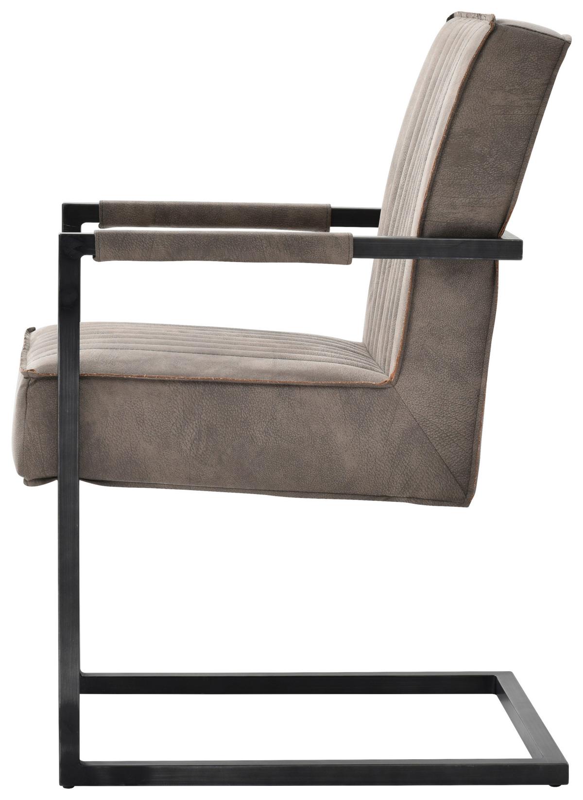 Schwingstuhl Julina Textil Taupe, B: 51,5 cm - Taupe/Schwarz, KONVENTIONELL, Textil/Metall (51,5/92/70cm) - MID.YOU