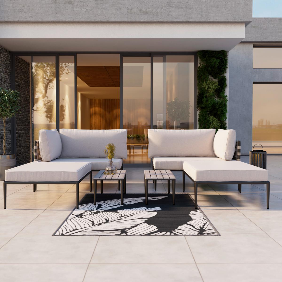 TERASOVÁ SEDACIA SÚPRAVA ENJA - čierna/sivá, Modern, kov/textil (104/60/70cm) - Bessagi Garden