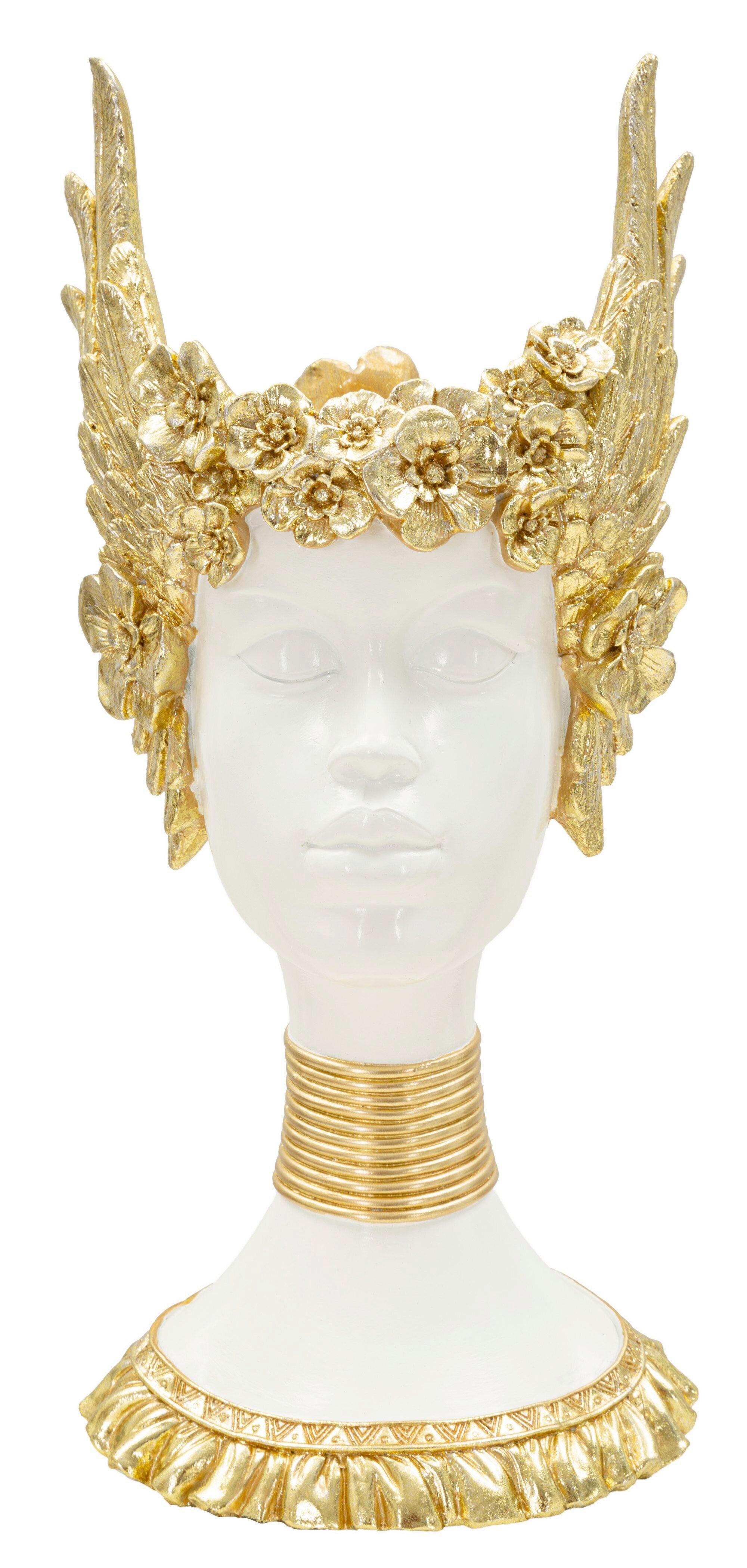 Skulptur Athena Statue Weiß Goldfarben B: 17,5 cm - Goldfarben/Weiß, Basics, Kunststoff (17.5/38/17cm)