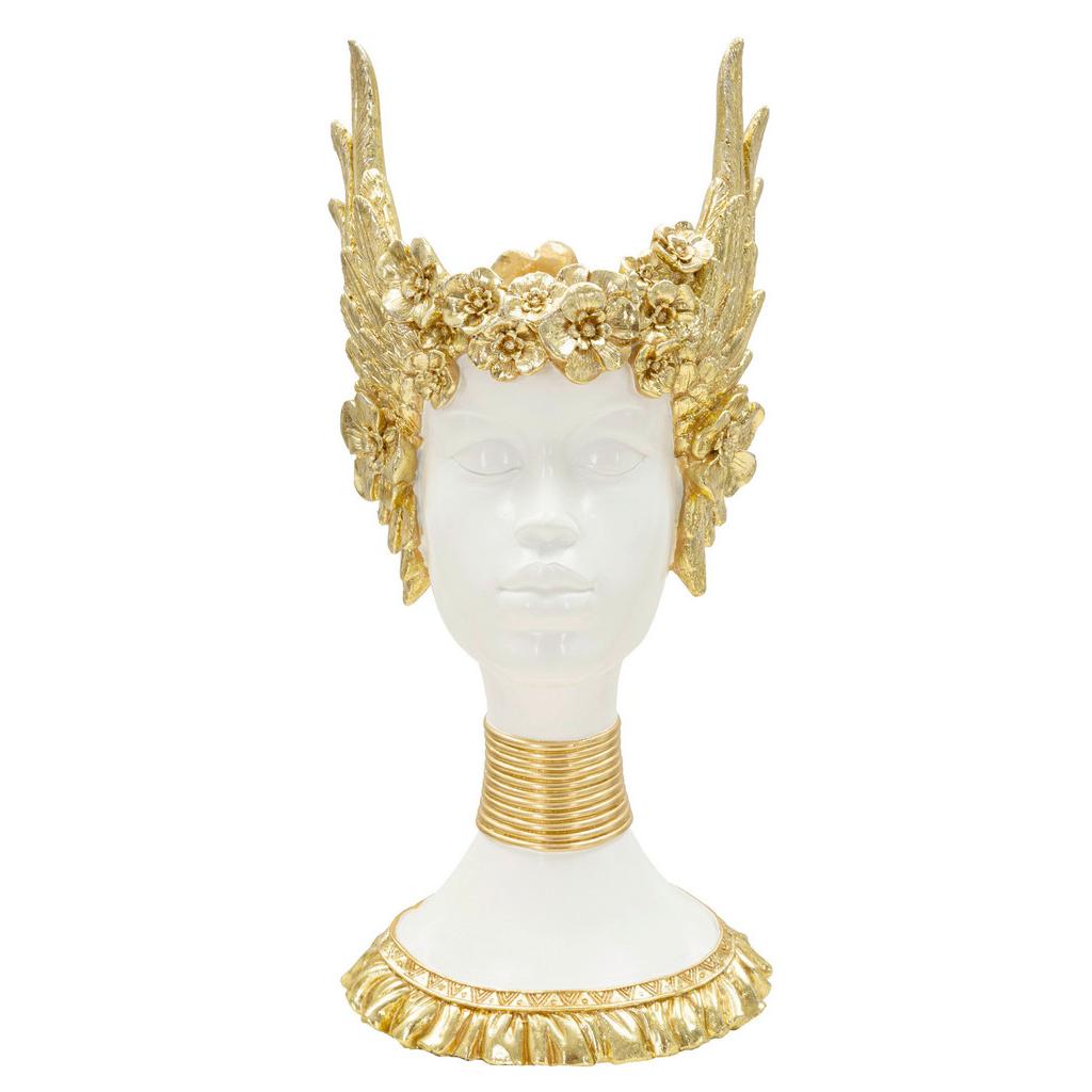 Skulptur Athena Statue Weiß Goldfarben B: 17,5 cm