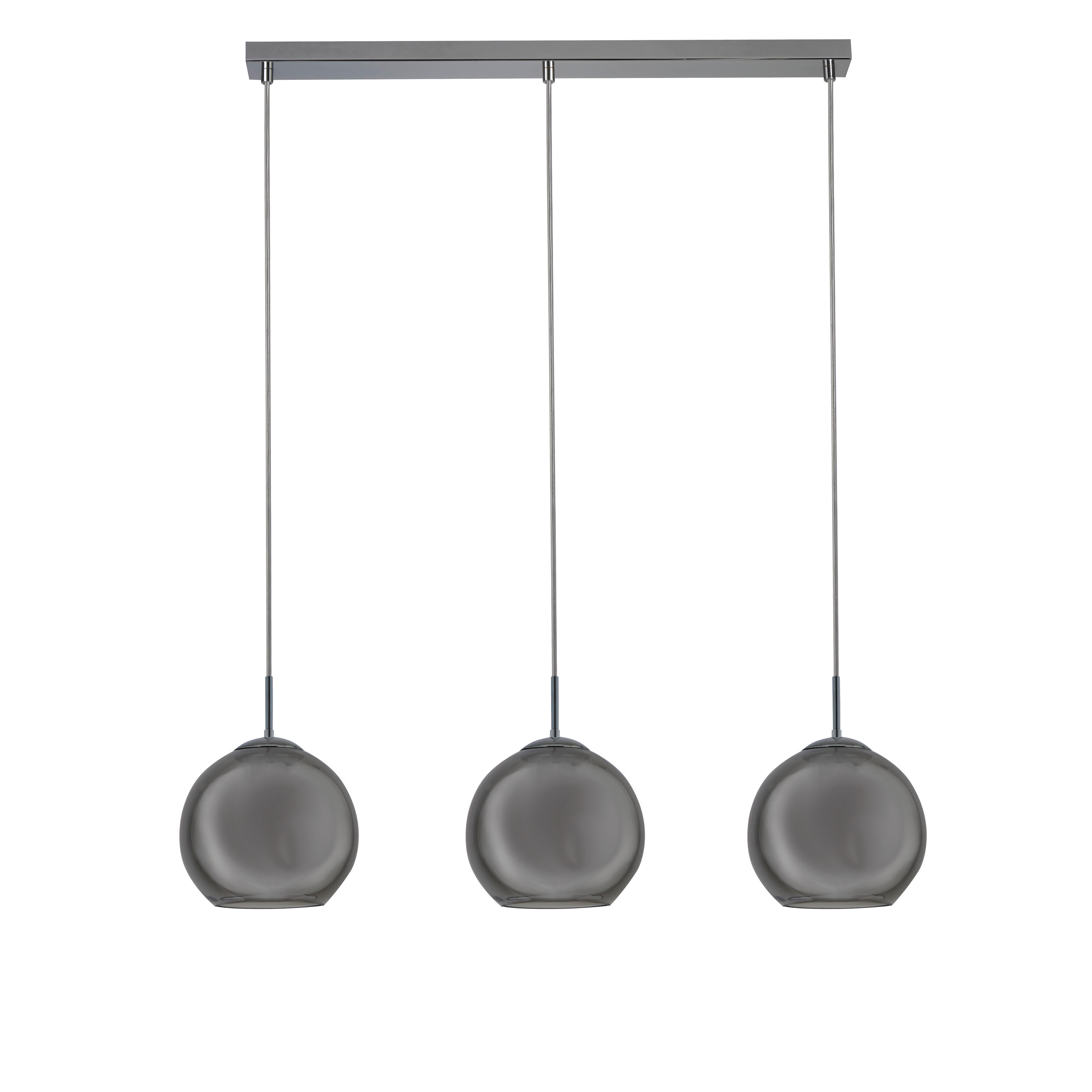 Hängeleuchte Balls H: 150 Cm 3-Flammig, Höhenverstellbar - Chromfarben, KONVENTIONELL, Glas/Metall (86/20/150cm)