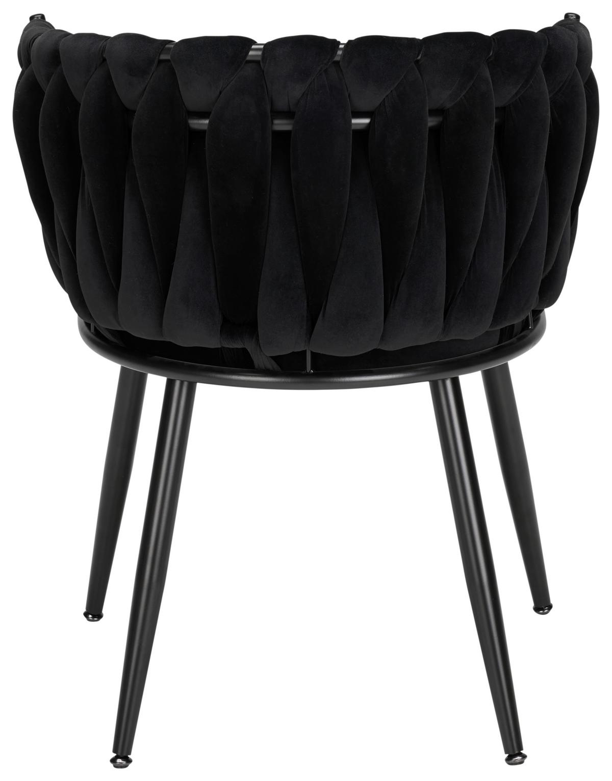 Židle s područkami černá samet - černá, Moderní, kov/dřevo (64/78/55cm) - Premium Living