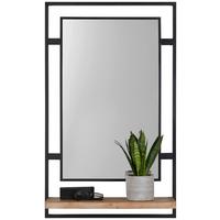 NÁSTENNÉ ZRKADLO JACK - čierna/prírodná farba, Lifestyle, kov/drevo (60/100/22cm) - Premium Living