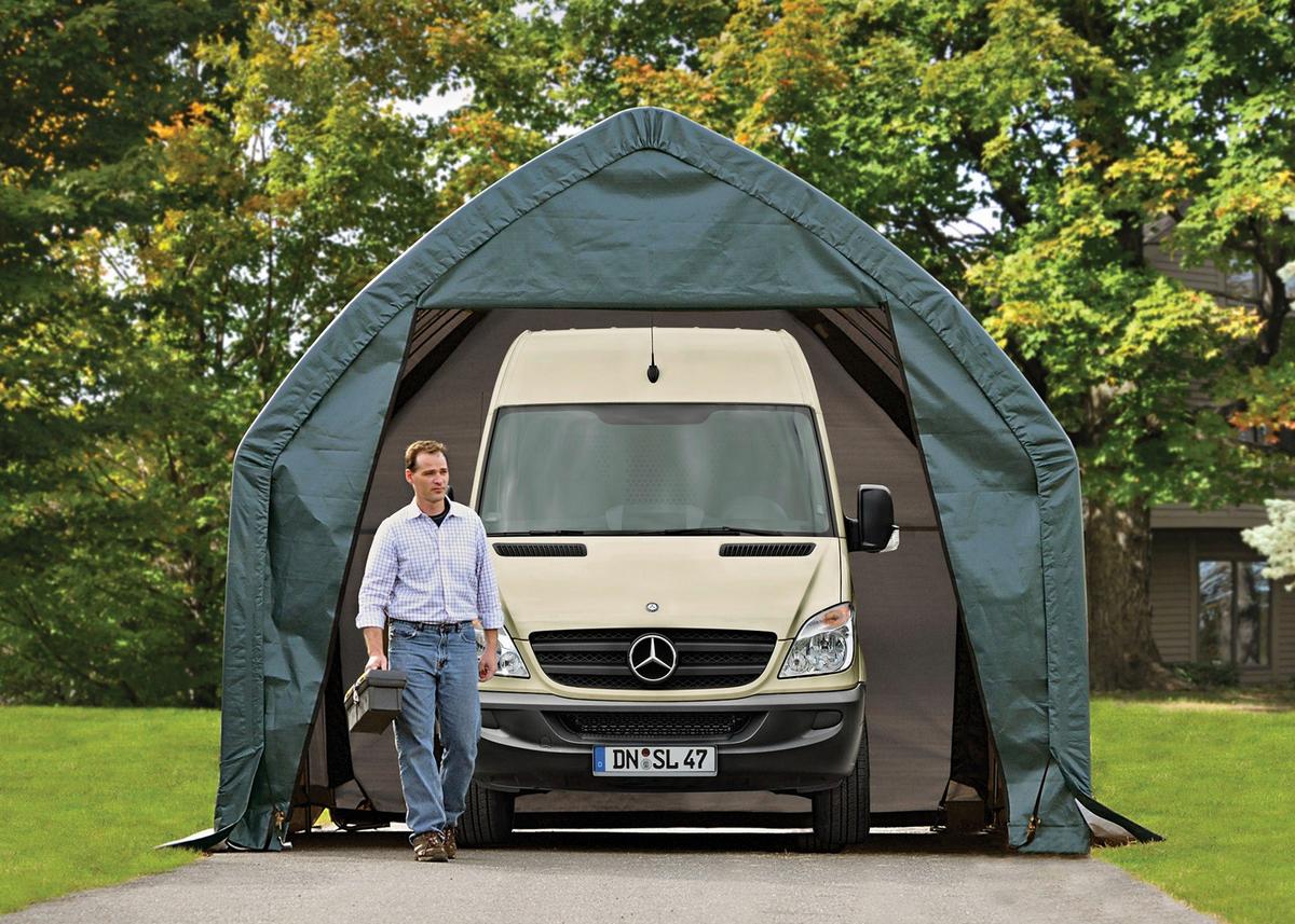 Kleingarage Garage-In-A-Box 23,8m² - Grün, Basics, Kunststoff (390/370/610cm)