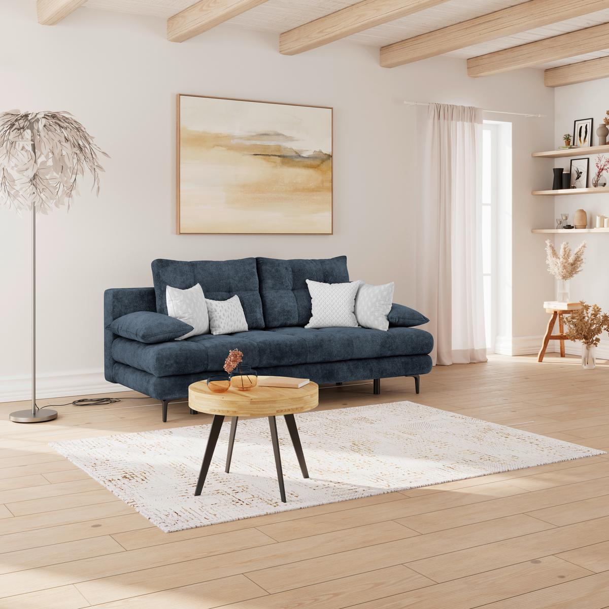 Schlafsofa Perla Dunkelblau B: 203 cm - Schwarz/Dunkelblau, KONVENTIONELL, Textil (203/94/96cm)