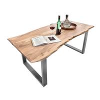 Esstisch Naturfarben /Silberfarben L: 220cm - Silberfarben/Naturfarben, MODERN, Holz/Metall (220/100/78cm) - MID.YOU