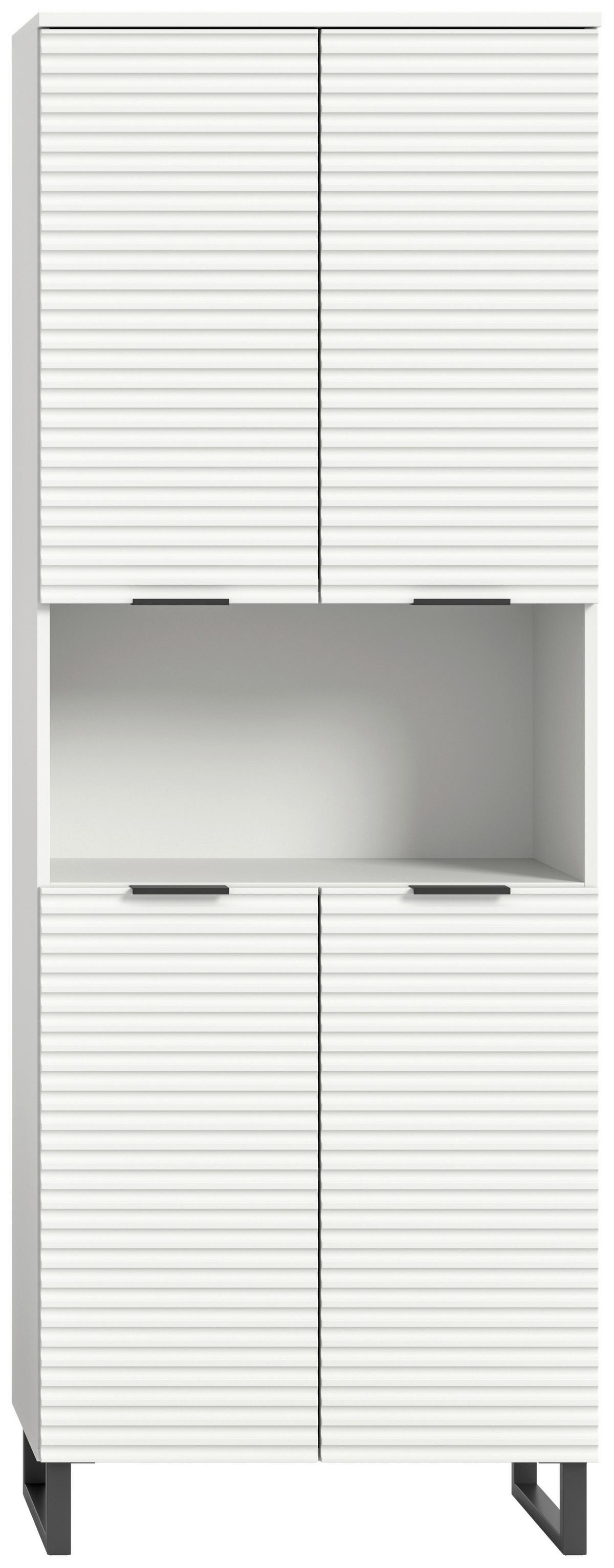 Hochschrank Riff Weiß B: 70 cm - Schwarz/Weiß, MODERN, Holzwerkstoff (70/193/34cm) - MID.YOU